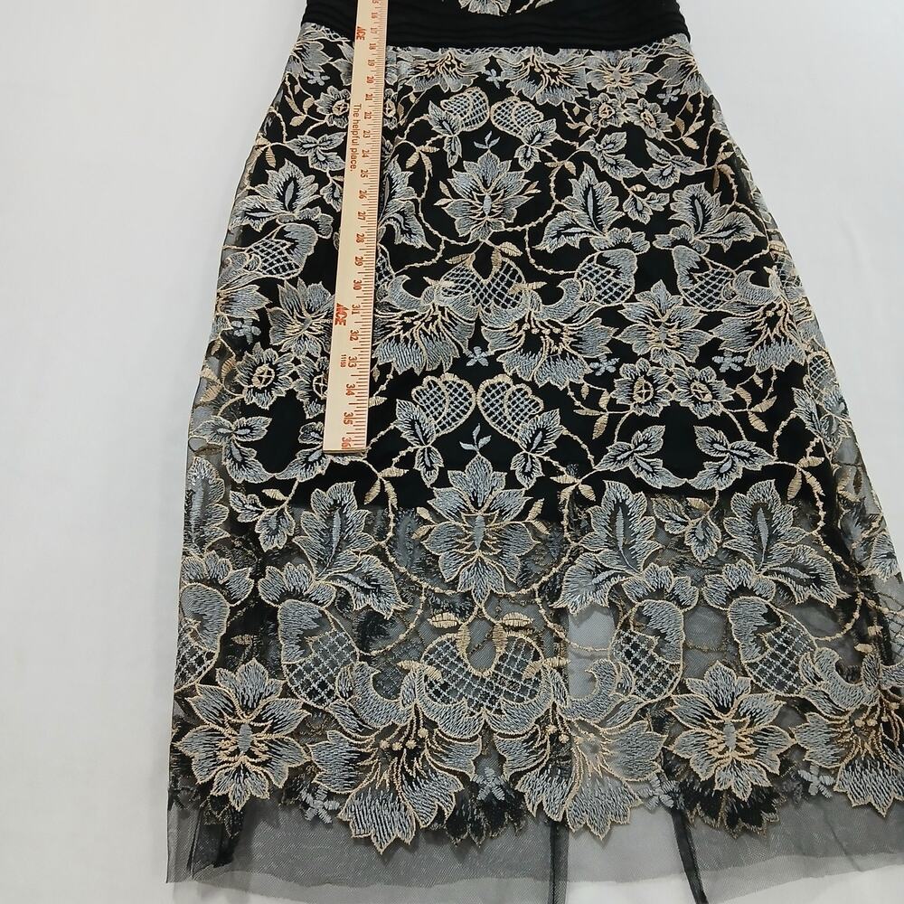 Xscape Dress Womens Medium Floral Embroidered Mesh Overlay Cocktail Party Formal - Picture 11 of 12
